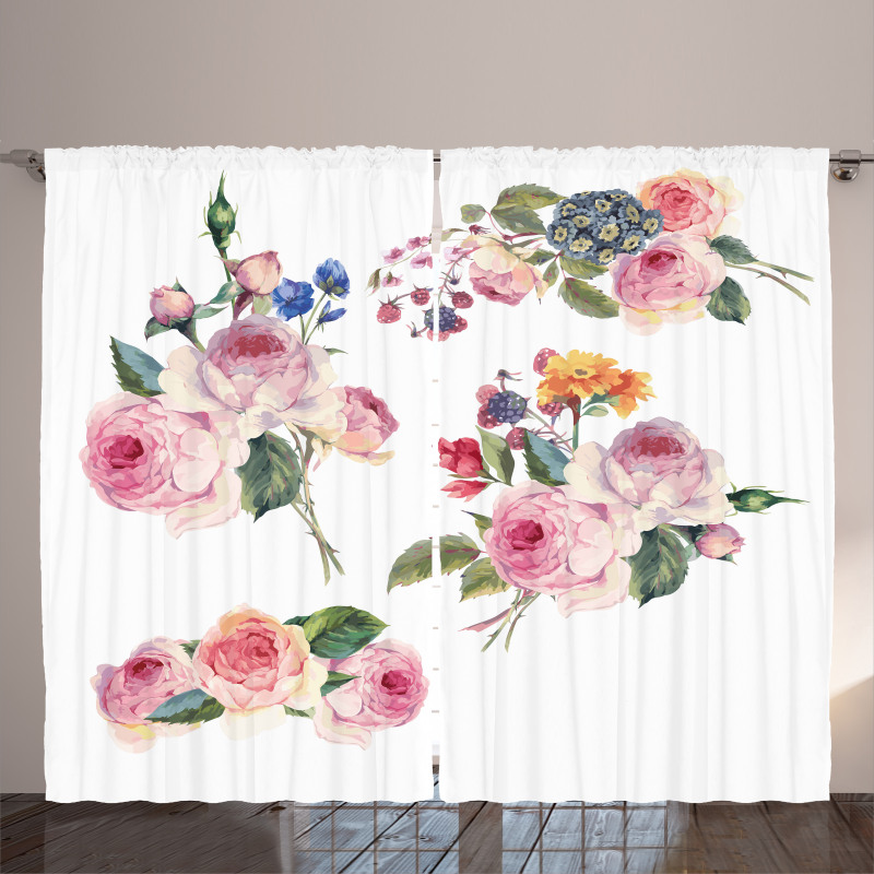 English Wild Roses Bouquet Curtain