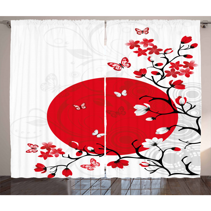 Cherry Sakura Trees Curtain