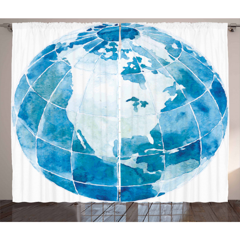 Watercolor North America Curtain