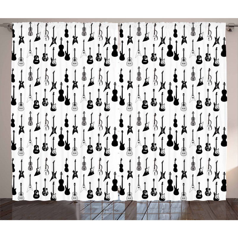Monochrome Strings Design Curtain