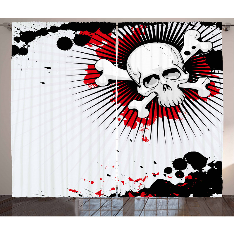 Skull Bones Grunge Curtain
