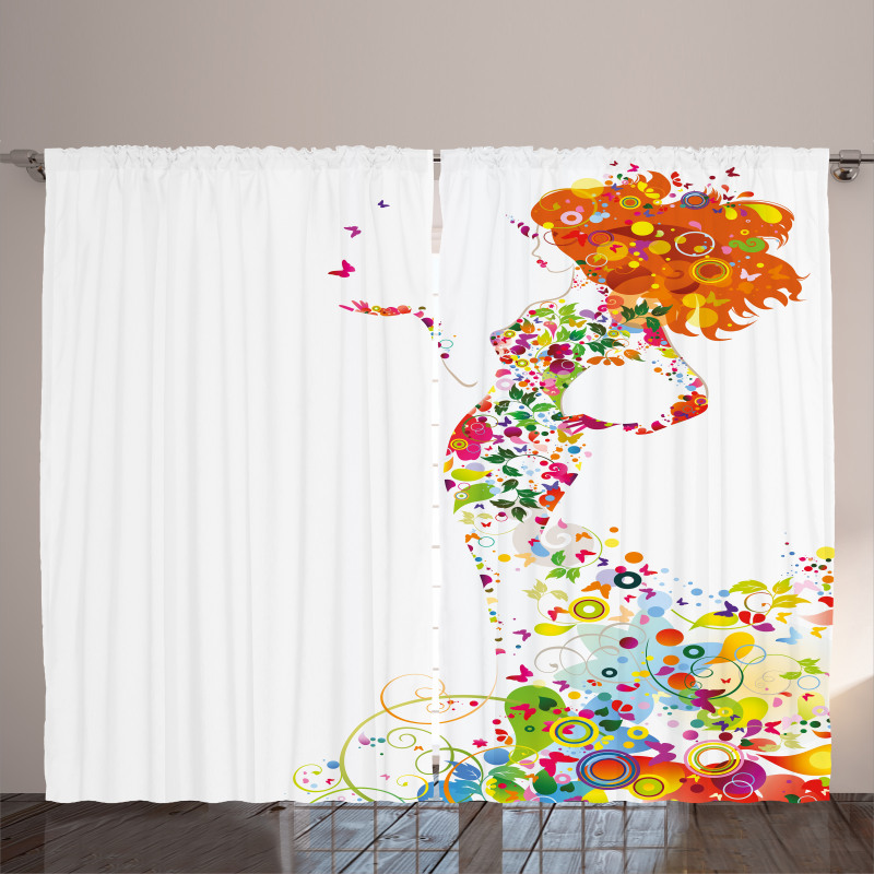 Summer Lady Silhouette Curtain