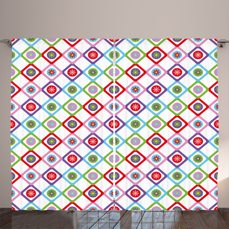 Squares with Flowers Curtain