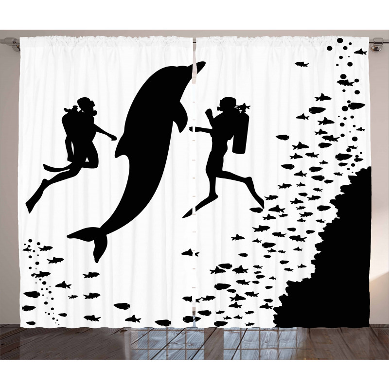 Scuba Divers Swimming Curtain