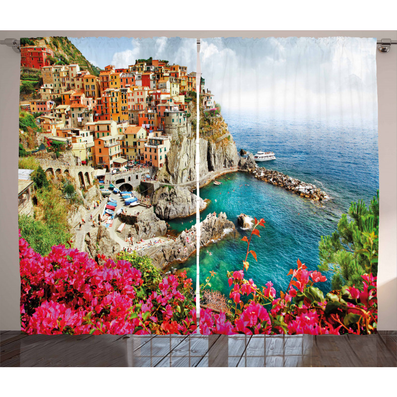 Cinque Terre Beach Coast Curtain