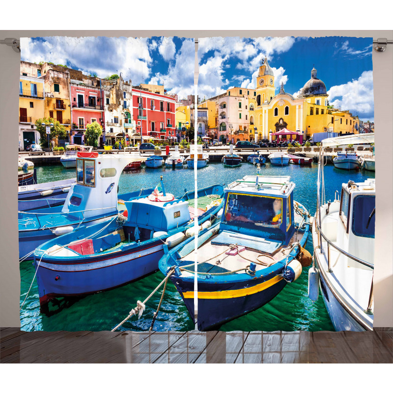 Colorful Procida Island Curtain