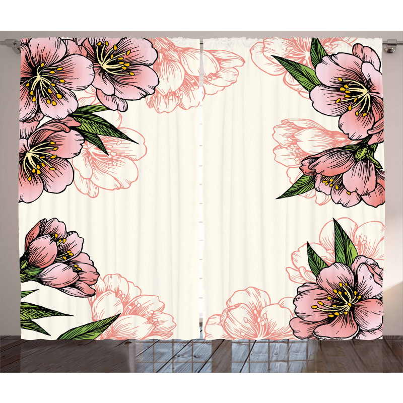 Botanical Spring Flowers Curtain