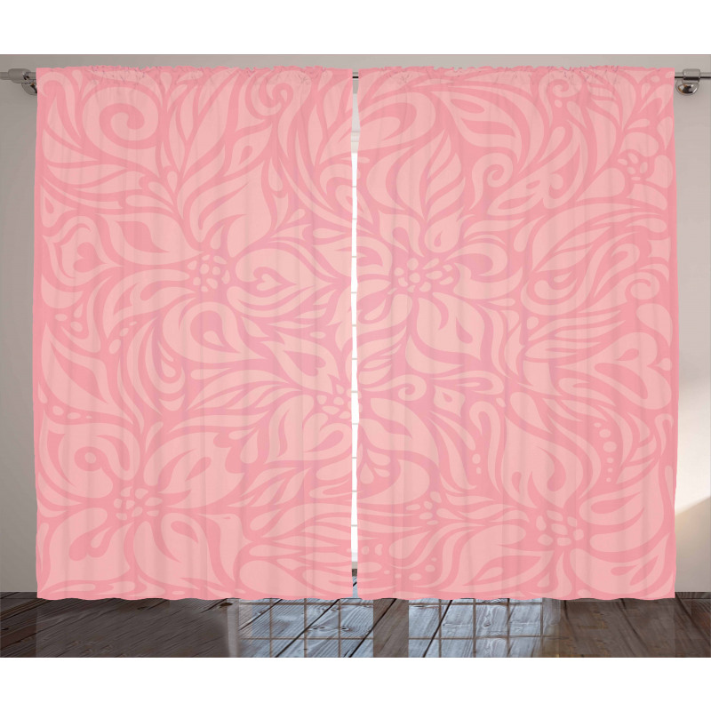 Floral Abstract Artwork Curtain