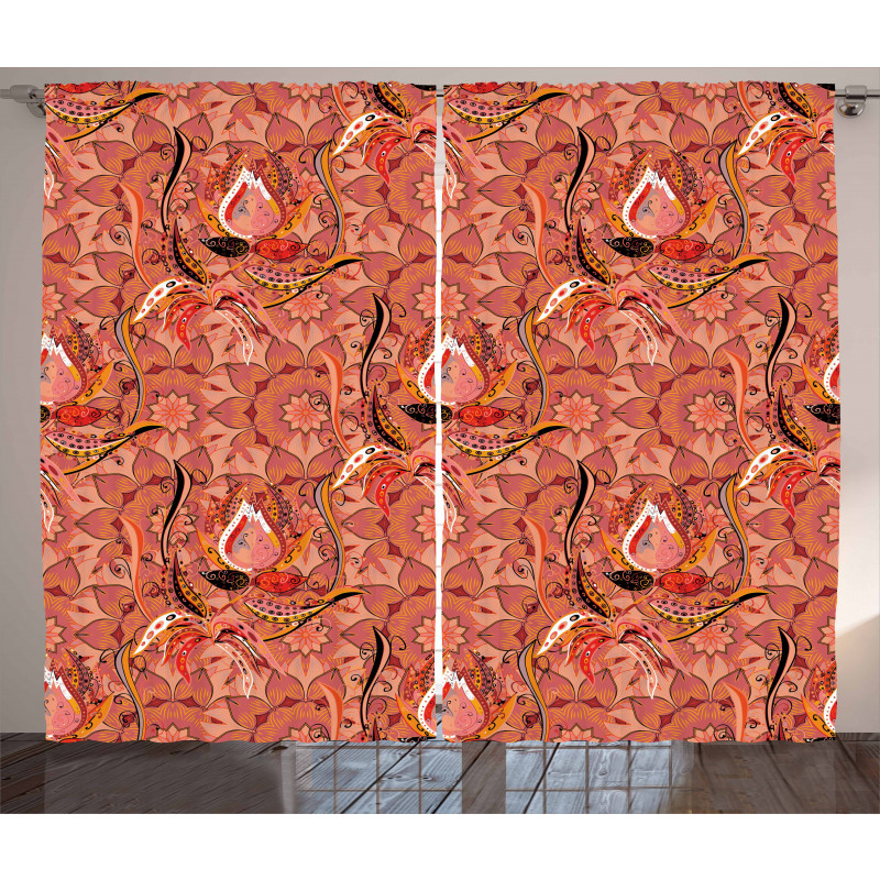 Floral Vibrant Drawing Curtain