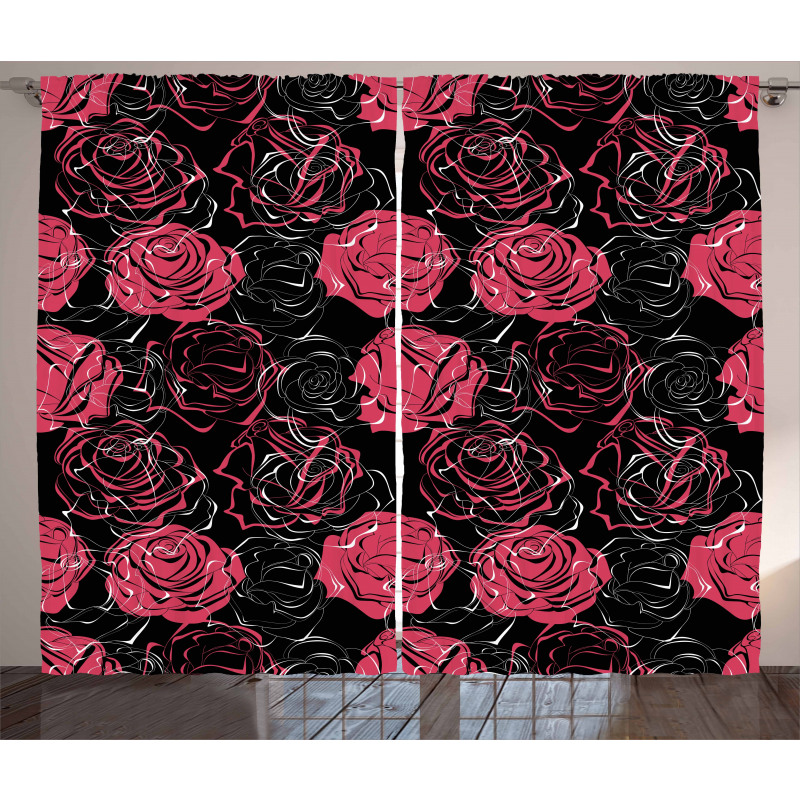 Ombre Rose Blooom Art Curtain