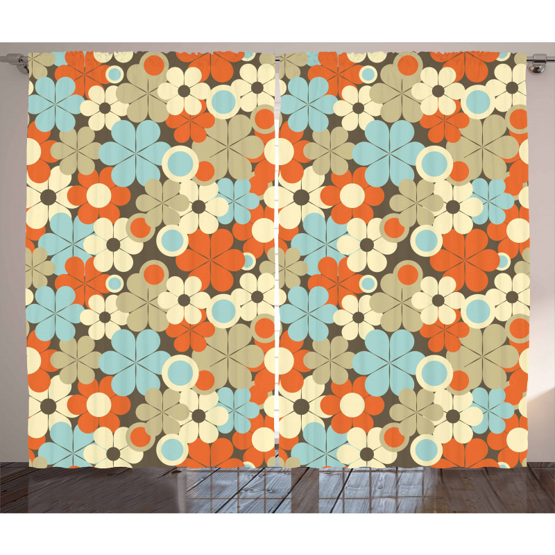 Retro Simple Flowers Curtain