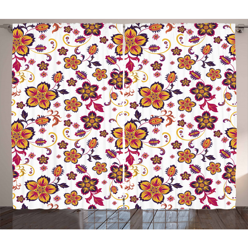 Blooming Flower Pattern Curtain