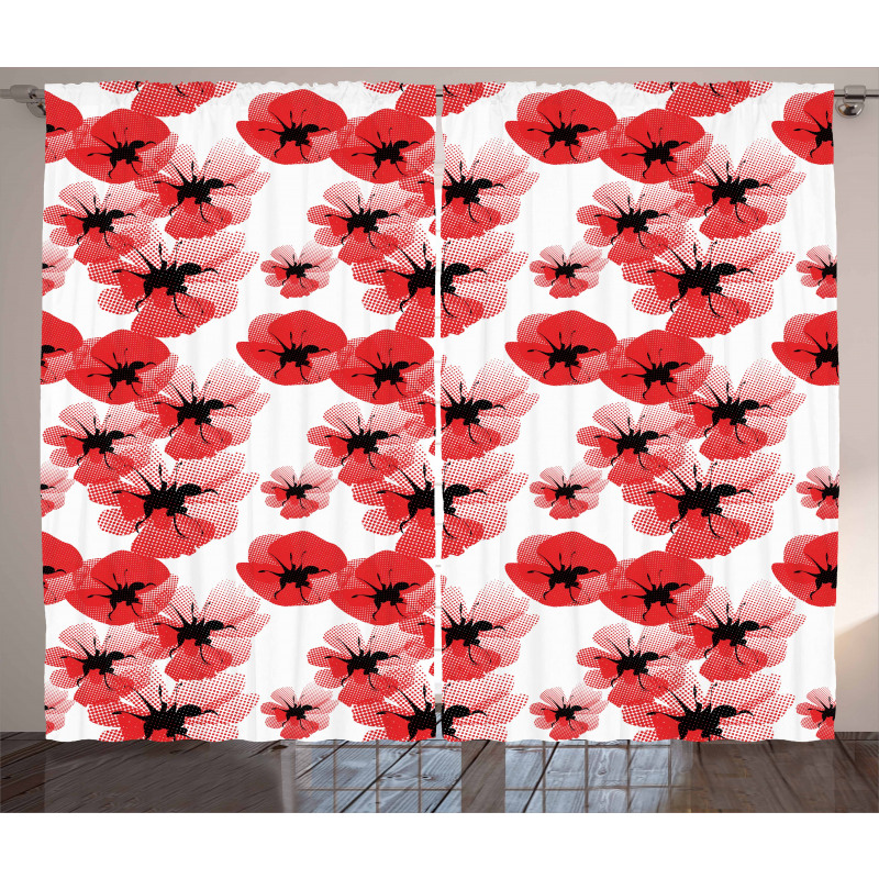 Poppies Vibrant Colors Curtain
