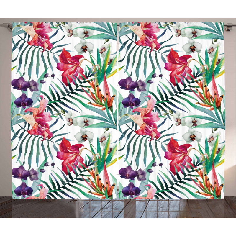 Watercolor Art Tropical Curtain