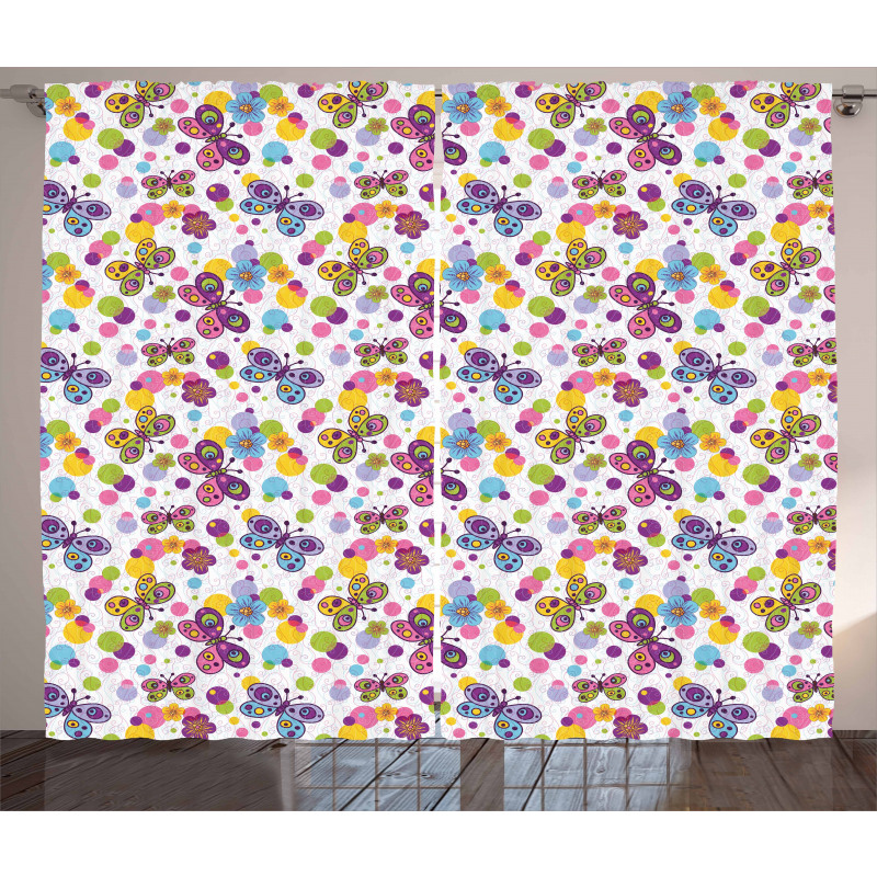 Vibrant Flora Dots Curtain