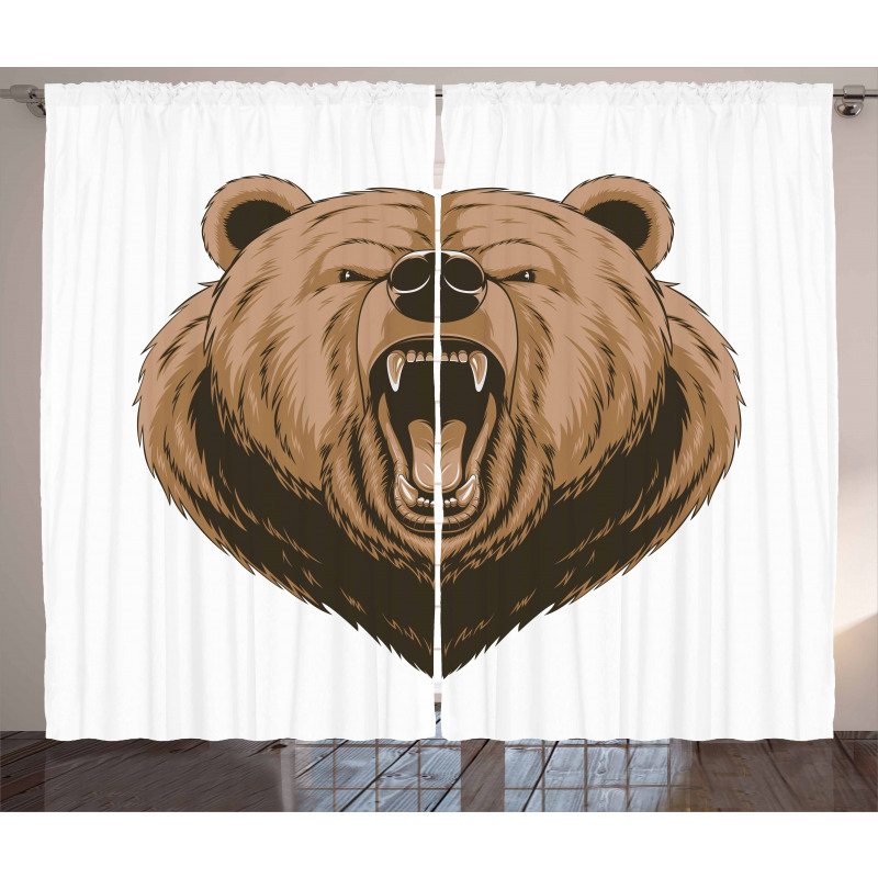 Angry Scary Face Mascot Curtain