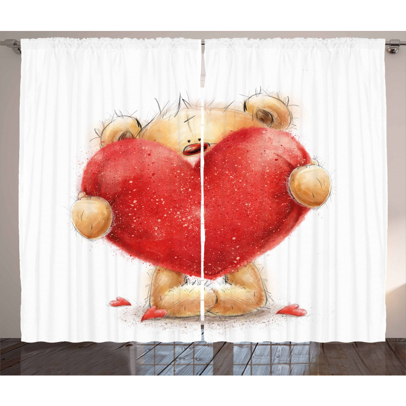 Romantic Mascot Red Heart Curtain