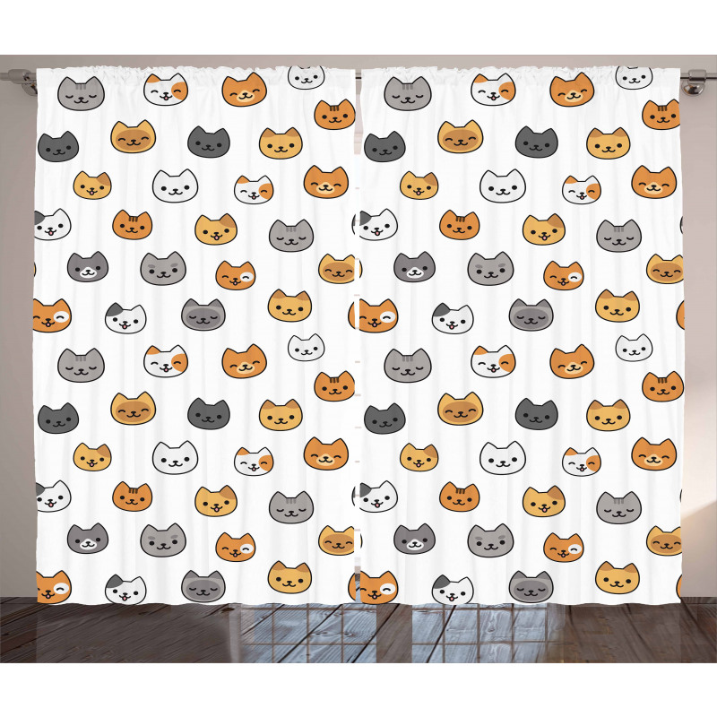 Happy Funny Kittens Curtain