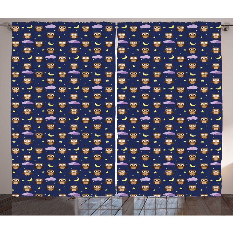 Owls Starry Night Curtain