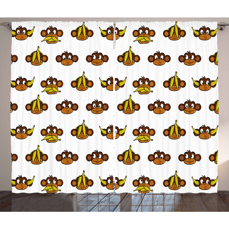 Funny Monkeys Bananas Curtain