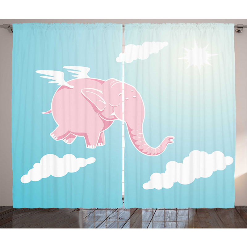 Pink Elephant Happiness Curtain