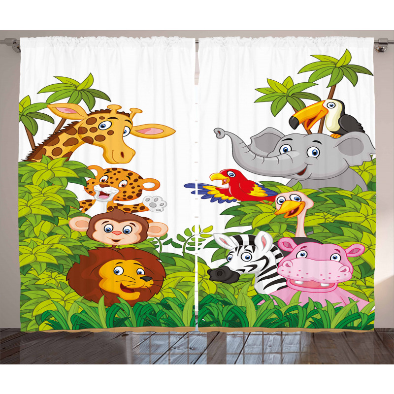Cartoon Zoo Mascots Curtain