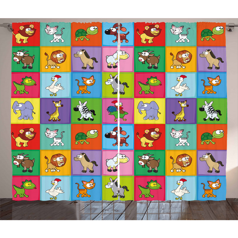 Funny Young Animals Curtain