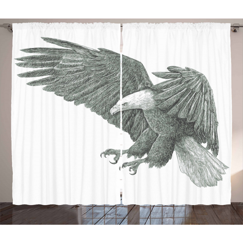 Monochrome Drawing Style Curtain