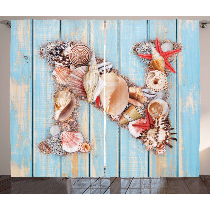 Ocean Seashells ABC Curtain