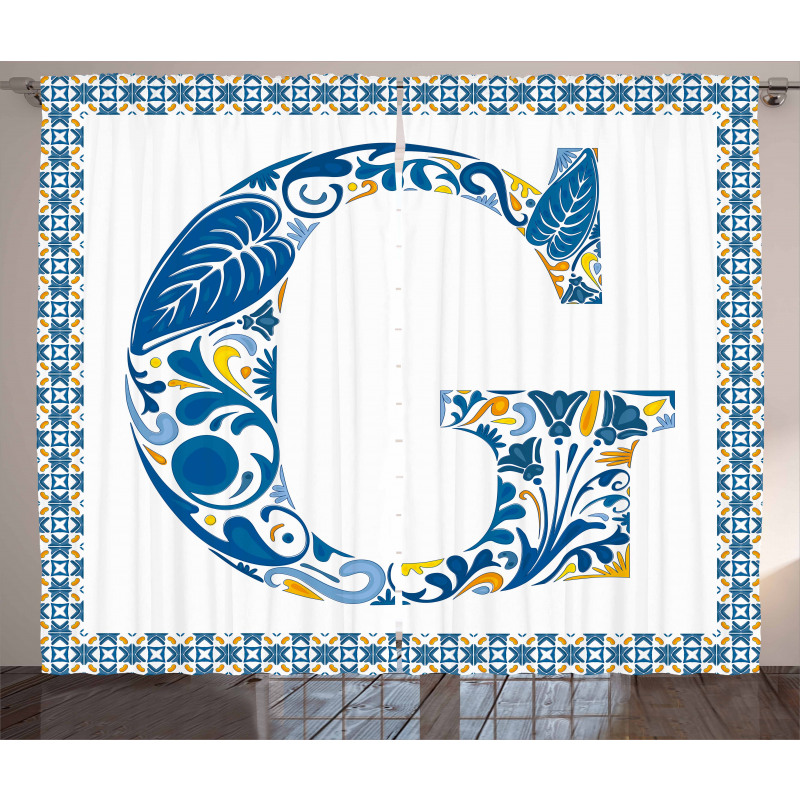 Tile Designed Letter G Curtain