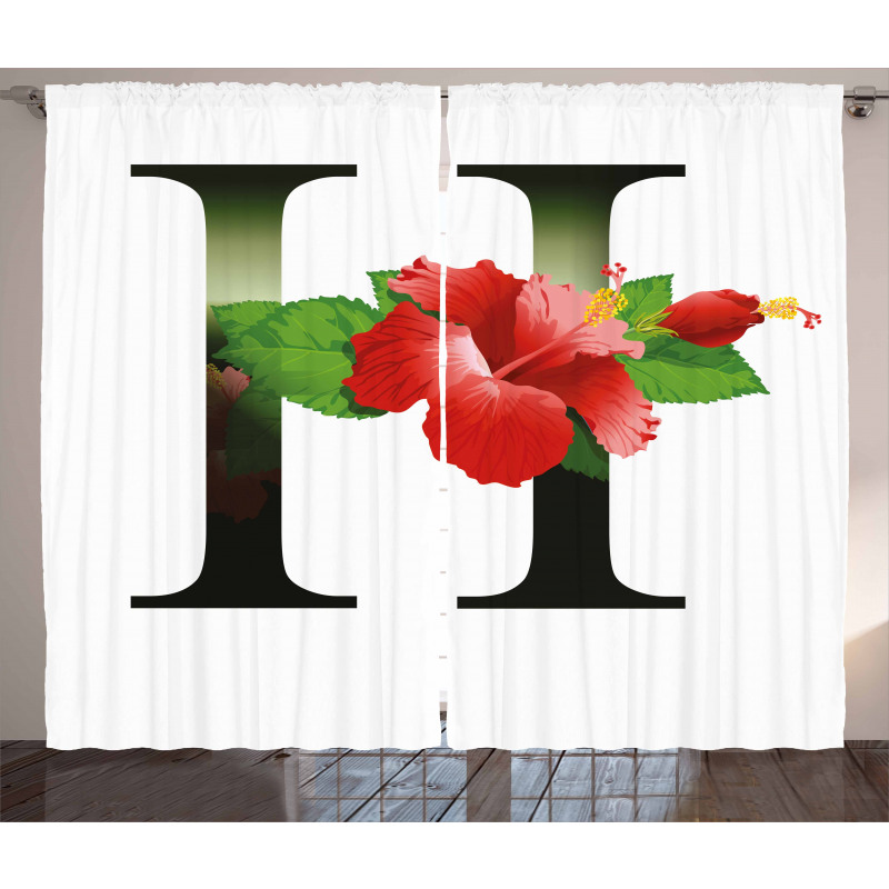 Hibiscus Green Leaves Curtain