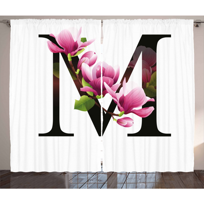 M with Magnolia Floral Curtain