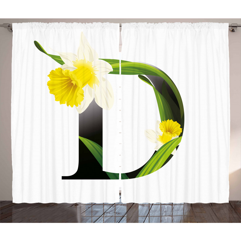 D Silhouette Daffodils Curtain