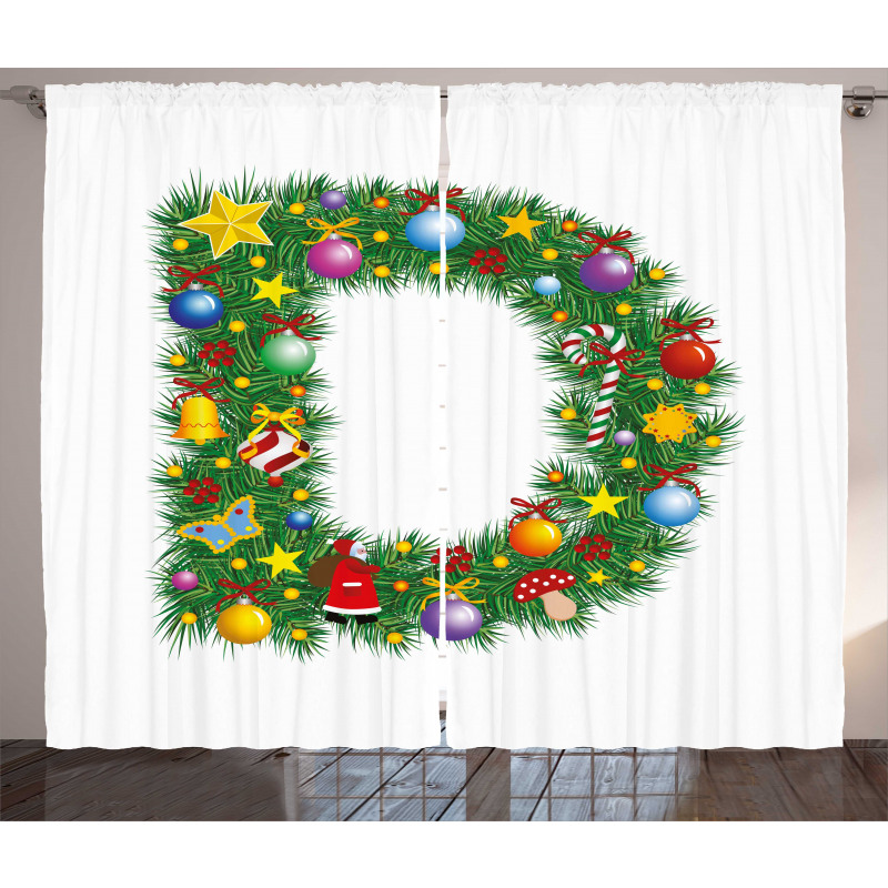 Happy Christmas Pine Curtain