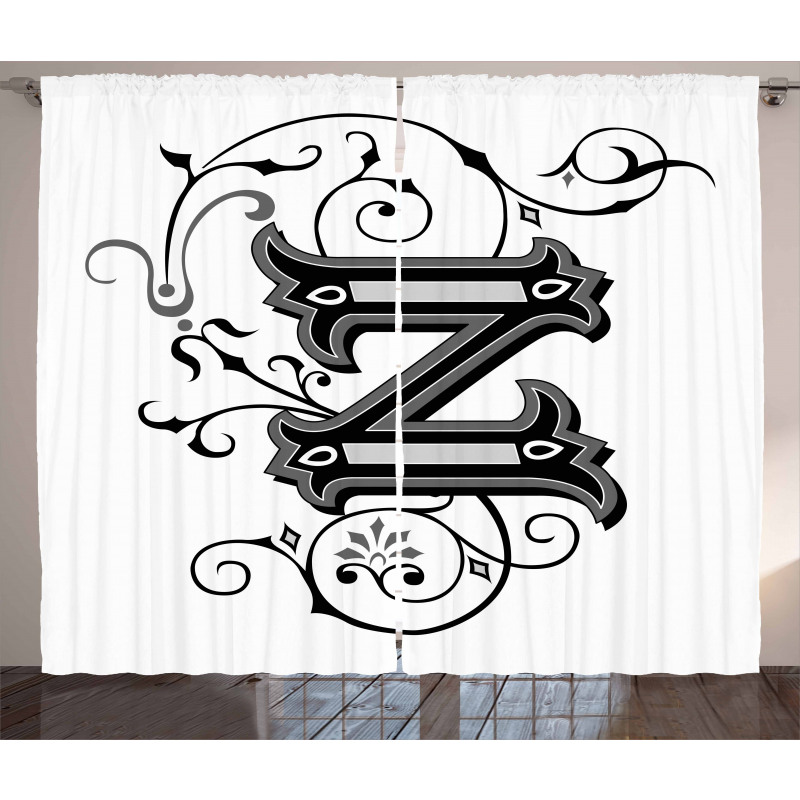 Calligraphic Capital Z Curtain
