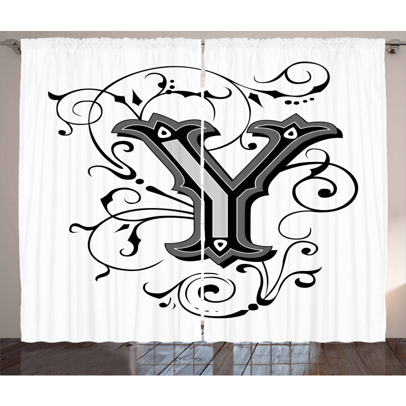 Capital Y Calligraphy Curtain