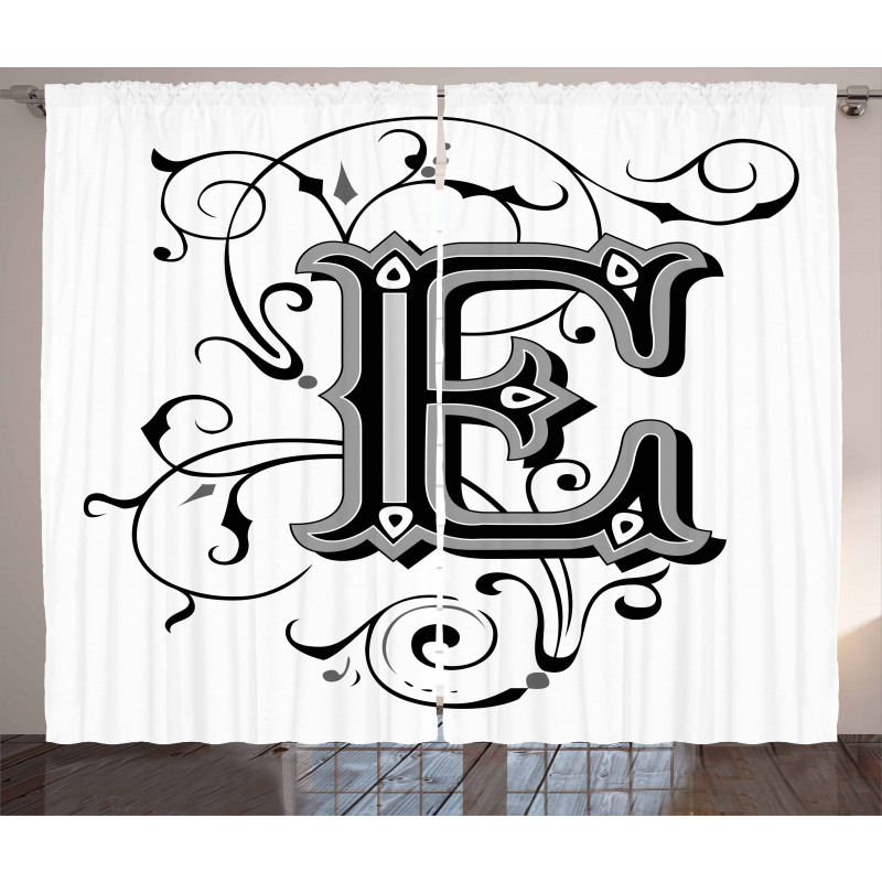 Capitaized Sign Swirls Curtain