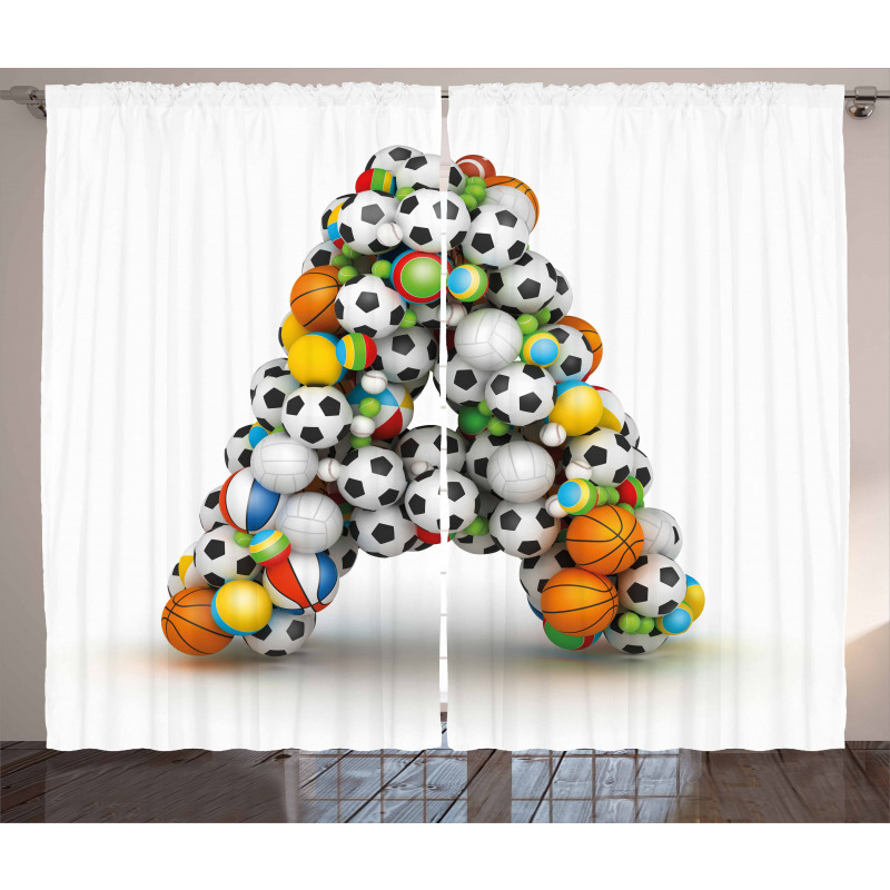 Sports Balls Stacked Curtain