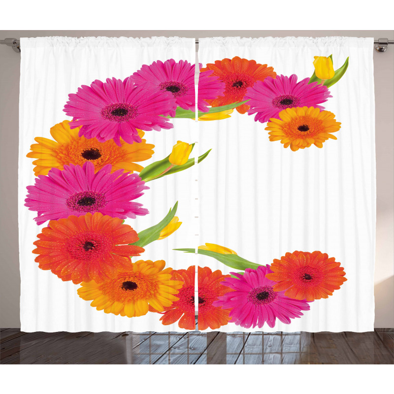 Vivid Floral Bouquet Curtain