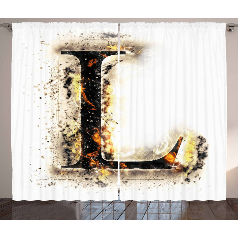 Fire Letter Capital L Curtain