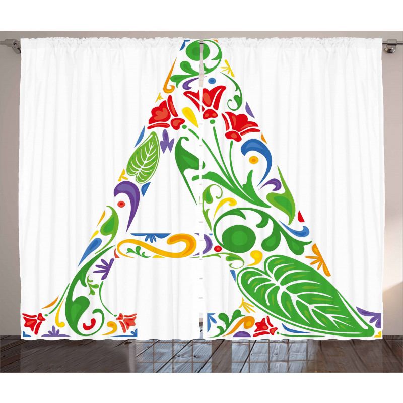 Vibrant Colors Flowers Curtain