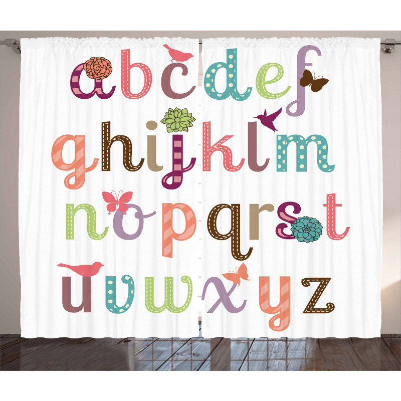 Girly Feminine Alphabet Curtain