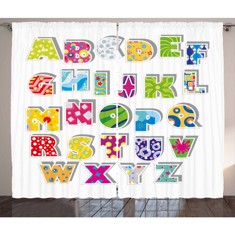 Alphabet Set Colorful Curtain