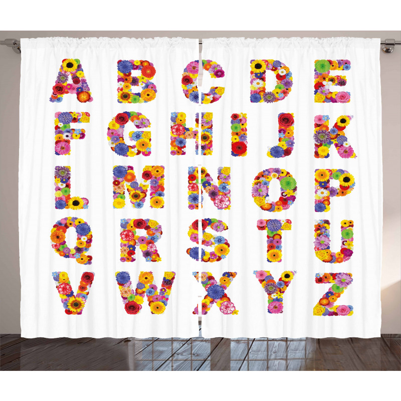 Colorful Flora Alphabet Curtain