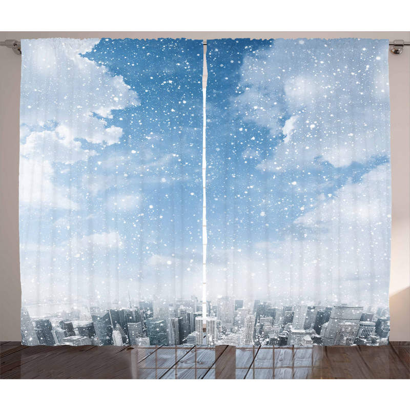Snow Falling New York Curtain