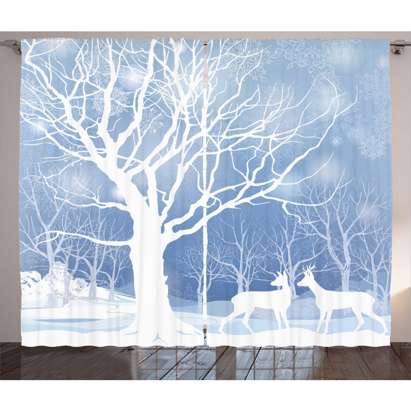 Abstract Winter Deer Curtain