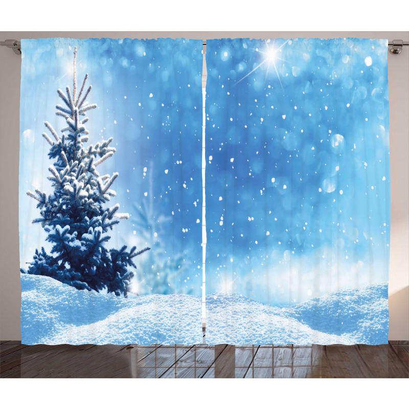 Frozen Pine Snowflakes Curtain