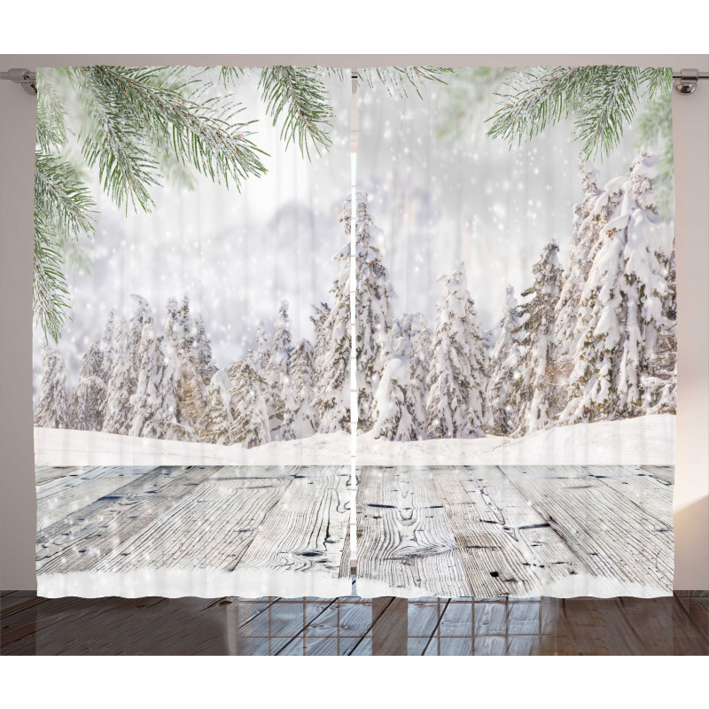 Wooden Surface Image Curtain