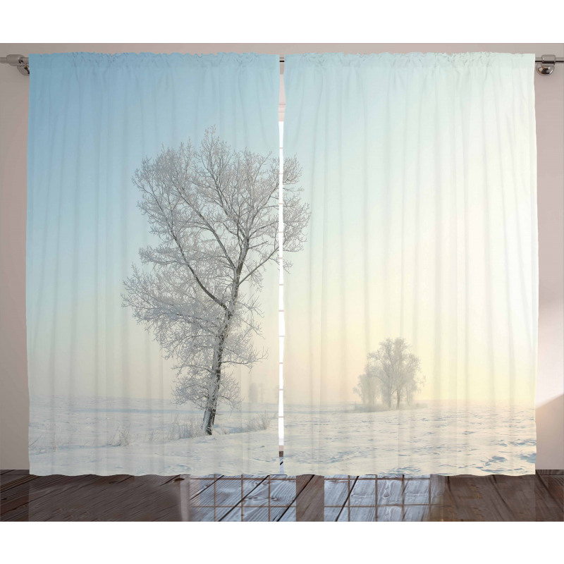 Frozen Tree Morning Sun Curtain