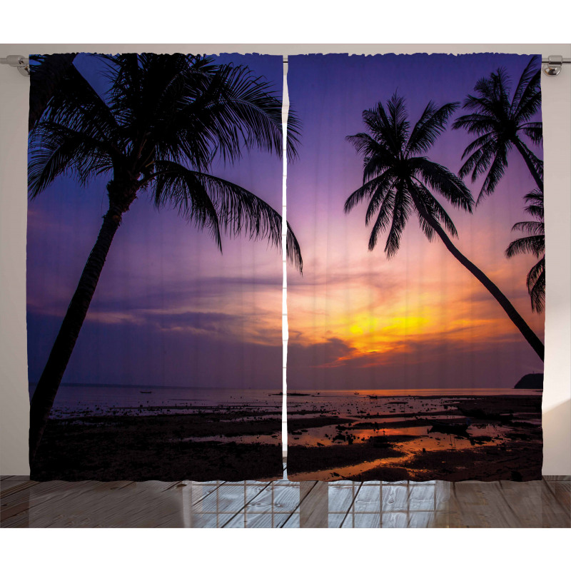 Vivid Twilight Palm Trees Curtain
